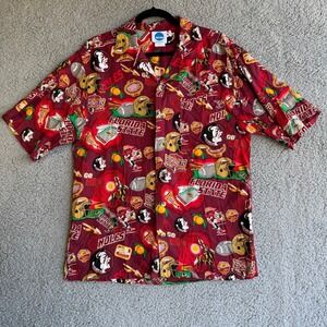 NCAA Florida State Seminoles Mens Medium Rayon Button Up Shirt All Over Print